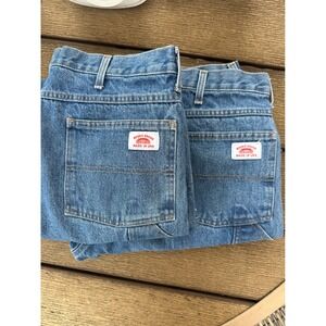 2 Pair Round House Mens 36x30 Carpenter Jeans Lot 1010 Made in USA Work Pants